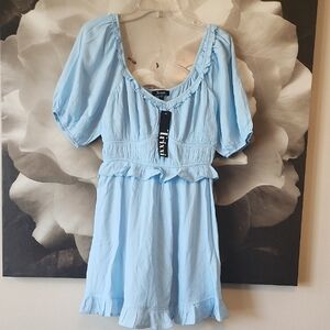 Light Blue Ruffle Mini Dress
